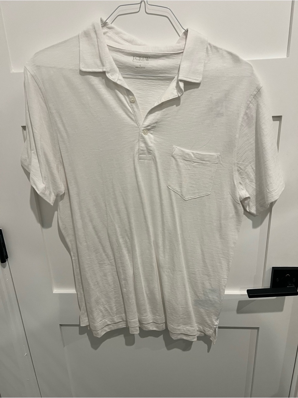 J. Crew Men's White Pocket Polo Shirt